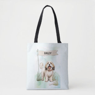 Tibetan Terrier Wasserfarbe Personalisierter Hund Tasche