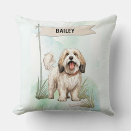 Tibetan Terrier Watercolor Personalized Dog Kissen