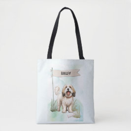 Tibetan Terrier Watercolor Personalized Dog Tasche