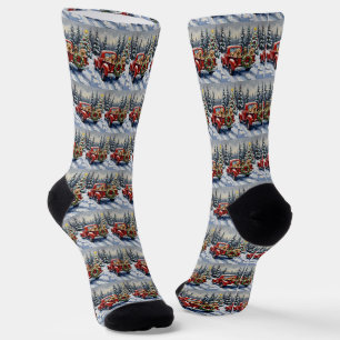 Tibetan Terrier Weihnachten Roter LKW Urlaub Socken