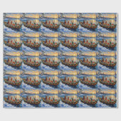 Tibetan Terrier Weihnachtsboot Urlaub Geschenkpapier (Flach)