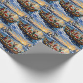 Tibetan Terrier Weihnachtsboot Urlaub Geschenkpapier (Ecke)