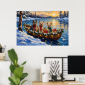 Tibetan Terrier Weihnachtsboot Urlaub Poster (Heimbüro)