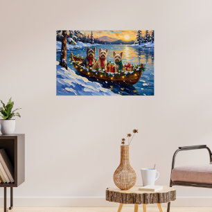 Tibetan Terrier Weihnachtsboot Urlaub Poster