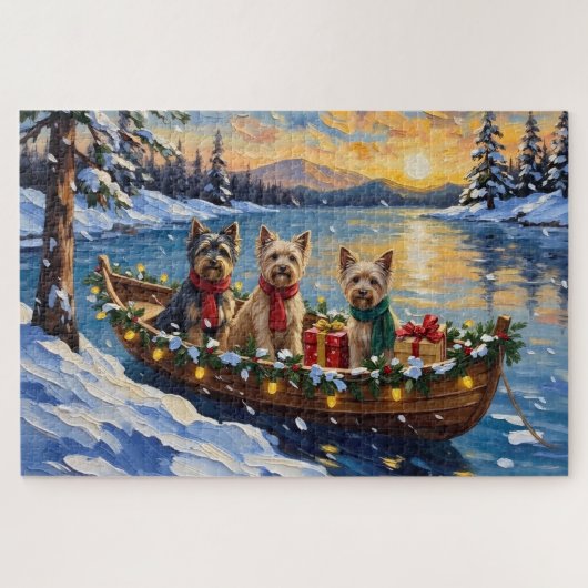Tibetan Terrier Weihnachtsboot Urlaub Puzzle (Horizontal)