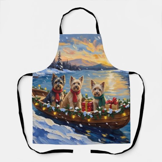 Tibetan Terrier Weihnachtsboot Urlaub Schürze (Vorderseite)