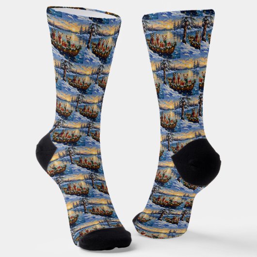 Tibetan Terrier Weihnachtsboot Urlaub Socken (Gewinkelt)
