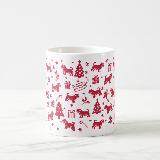 Tibetan Terrier Weihnachtsdesign Kaffeetasse (Mittel)