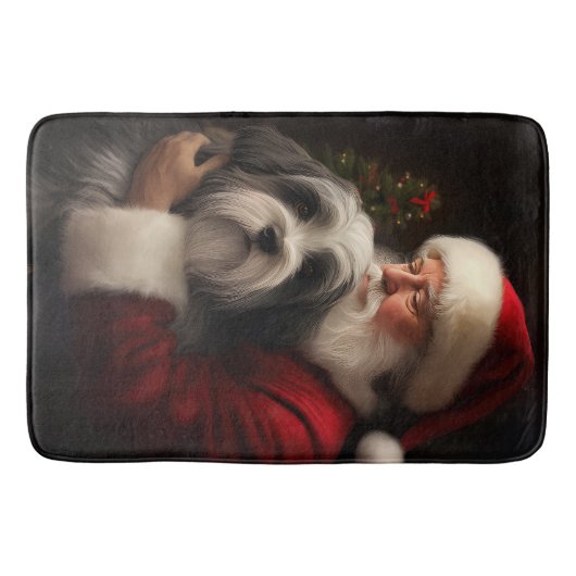 Tibetan Terrier Weihnachtsmann Weihnachten Badematte (Vorderseite)