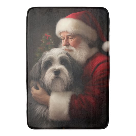 Tibetan Terrier Weihnachtsmann Weihnachten Badematte (Vorderseite Vertikal)