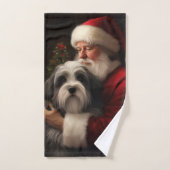 Tibetan Terrier Weihnachtsmann Weihnachten Badhandtuch Set (Handtuch)