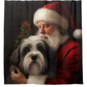 Tibetan Terrier Weihnachtsmann Weihnachten Duschvorhang (Vorderseite)