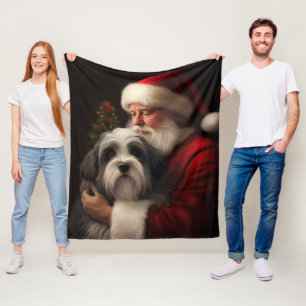 Tibetan Terrier Weihnachtsmann Weihnachten Fleecedecke