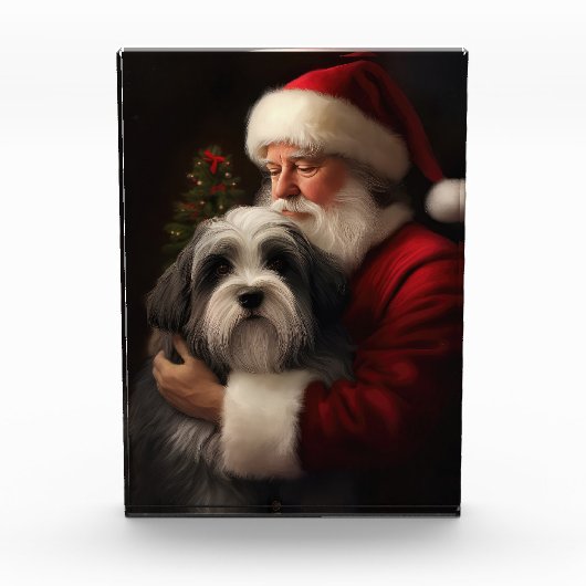 Tibetan Terrier Weihnachtsmann Weihnachten Fotoblock (Vorderseite)