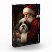 Tibetan Terrier Weihnachtsmann Weihnachten Fotoblock (Links)