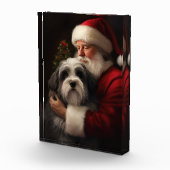 Tibetan Terrier Weihnachtsmann Weihnachten Fotoblock (Rechts)