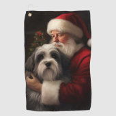 Tibetan Terrier Weihnachtsmann Weihnachten Golfhandtuch (Vorderseite)