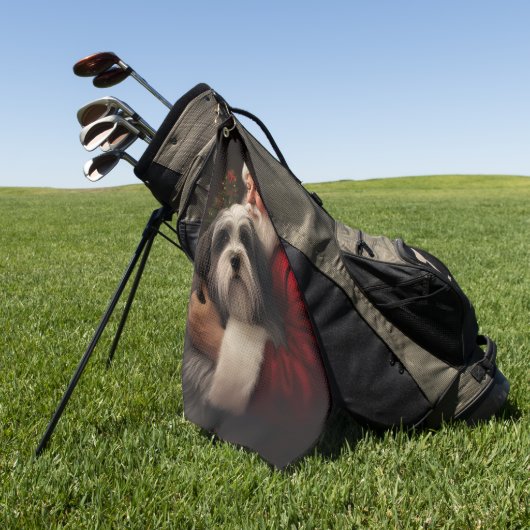 Tibetan Terrier Weihnachtsmann Weihnachten Golfhandtuch (Gras)