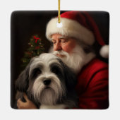 Tibetan Terrier Weihnachtsmann Weihnachten Keramikornament (Rückseite)