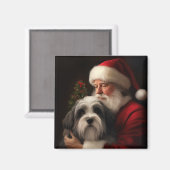 Tibetan Terrier Weihnachtsmann Weihnachten Magnet (Vorderseite/Rückseite)
