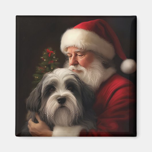 Tibetan Terrier Weihnachtsmann Weihnachten Magnet (Vorne)