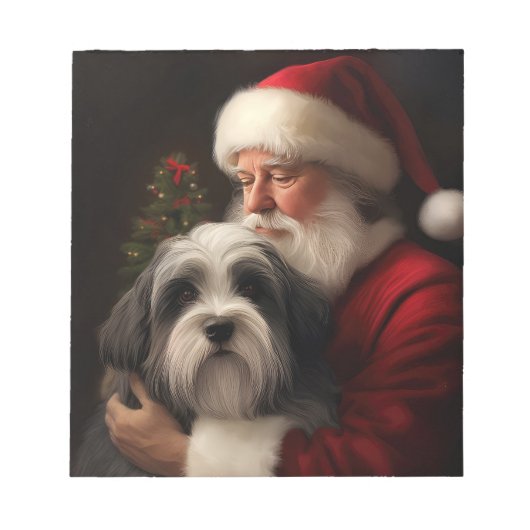 Tibetan Terrier Weihnachtsmann Weihnachten Notizblock (Vorderseite)