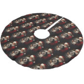 Tibetan Terrier Weihnachtsmann Weihnachten Polyester Weihnachtsbaumdecke (Schrägansicht)