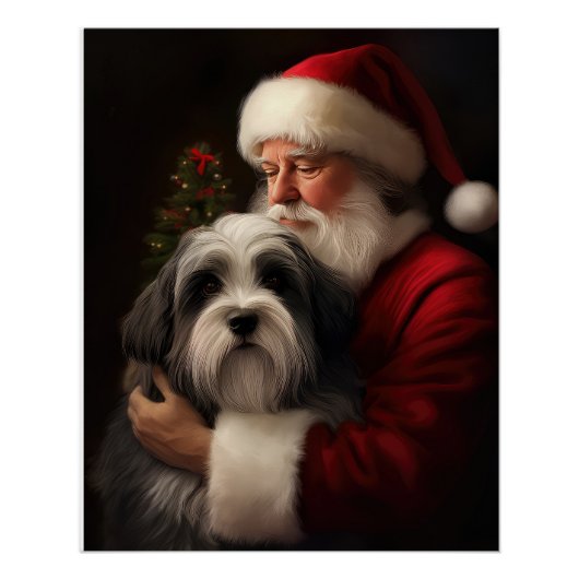 Tibetan Terrier Weihnachtsmann Weihnachten Poster (Vorderseite)