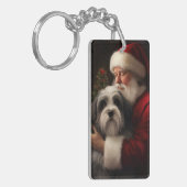 Tibetan Terrier Weihnachtsmann Weihnachten Schlüsselanhänger (Vorderseite links)