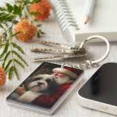 Tibetan Terrier Weihnachtsmann Weihnachten Schlüsselanhänger (Vorderseite rechts)