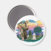 Tibetan Terrier (weiß) Magnet (Vorderseite/Rückseite)