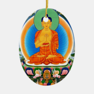 Tibetan Thangka Prabhutaratna Buddha Keramik Ornament