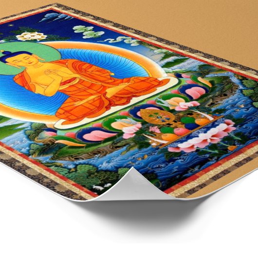Tibetan Thangka Prabhutaratna Buddha Poster (Ecke)