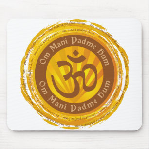 Tibetanische Beschwörungsformel mit Om-Symbol Mousepad