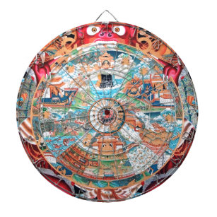 Tibetanische buddhistische Kunst (Rad des Lebens) Dartscheibe