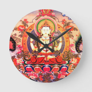 Tibetanische buddhistische Kunst Runde Wanduhr