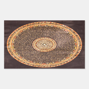 Tibetanische Mandala-Kunst (Gold u. Schwarzes) Rechteckiger Aufkleber