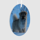 Tibetanischer Spaniel im Schnee Ornament (Vorderseite)