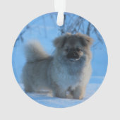 Tibetanischer Spaniel im Schnee Ornament (Rückseite)