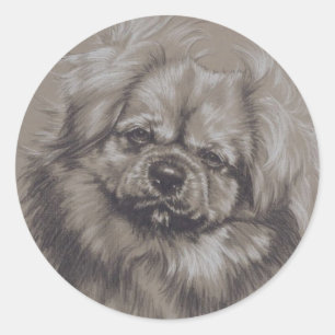 Tibetanischer Spaniel Runder Aufkleber