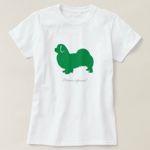 Tibetanischer Spaniel-T - Shirt (grüne Silhouette