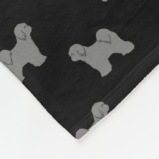 Tibetanischer Terrier-Silhouette-Muster Fleecedecke (Ecke)