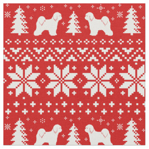 Tibetanischer Terrier-Silhouette-Weihnachtsmuster Stoff