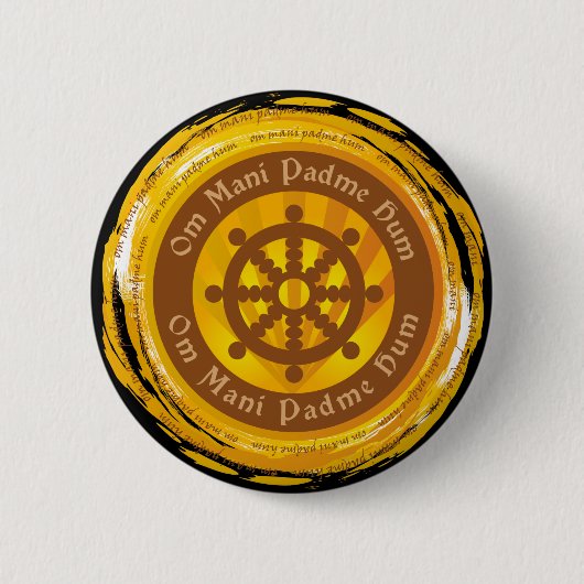 Tibetanisches Beschwörungsformel Dharma Rad Button (Vorderseite)