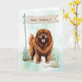 Tibeter Mastiff Hunde unter Geburtstagszeichen Karte (Gelbe Blume)