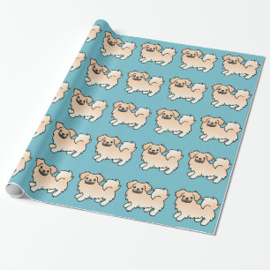 Tibeter Spaniel Cartoon-Hund in Creme Geschenkpapier