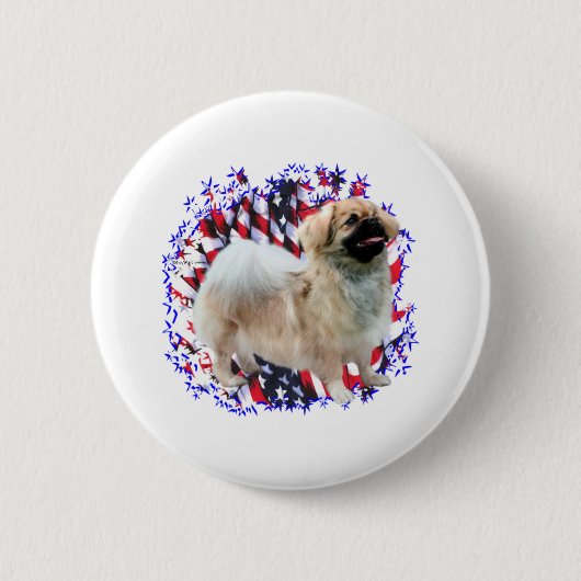 Tibeter Spaniel Patriot Button (Vorderseite)