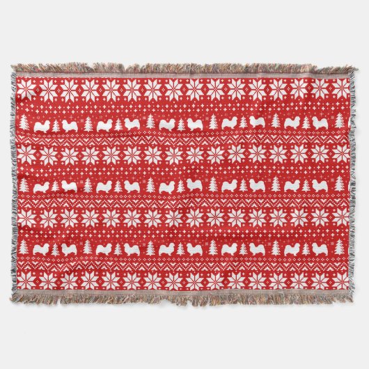 Tibeter Spanischer Hund Silhouetten Weihnachtsmust Decke (Vorderseite)