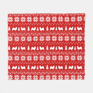Tibeter Spanischer Hund Silhouetten Weihnachtsmust Fleecedecke