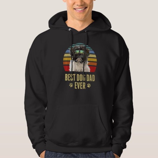 Tibeter Terrier Best Dog Vater je Retro Sunset Hoodie (Vorderseite)